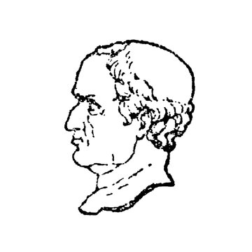 Solon, Athenian lawmaker, side-profile sketch with detailed hair, old vintage illustration, 1897.