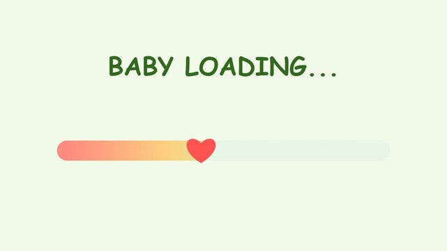 Cute baby loading progress bar animation with heart icon