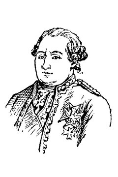 Pierre Andr&eacute; de Suffren de Saint-Tropez, Bailli de Suffren (1729-1788), French admiral in 18th-century naval uniform with medals and curled wig, old vintage illustration, 1897.