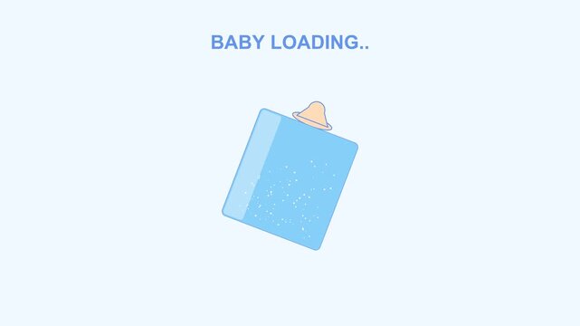 Cute baby loading animation with filling bottle progress bar