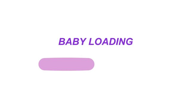 Cute pink baby loading progress bar animation for pregnancy reveal