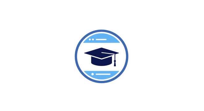 A Circular Logo With A Blue Background In The Center Of The Logo There Is