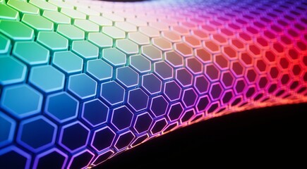 Fototapeta premium Colorful hexagonal pattern with gradient light effects