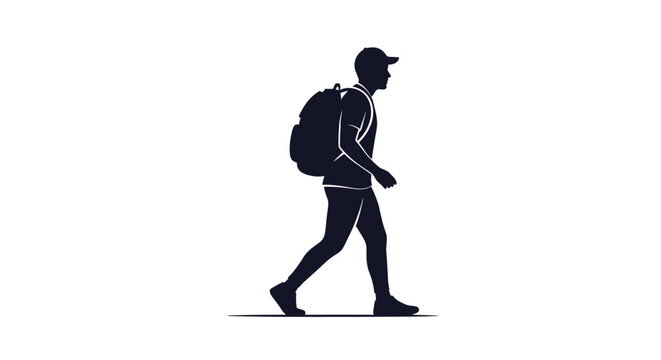 Man walking with backpack on.