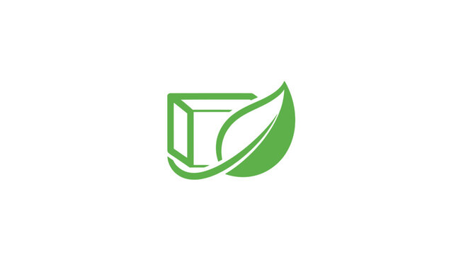 Green leaf wrapped around cube.