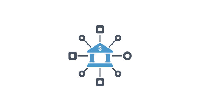 A Graphic Design Of A Blue Square With A Dollar Sign In The Center The