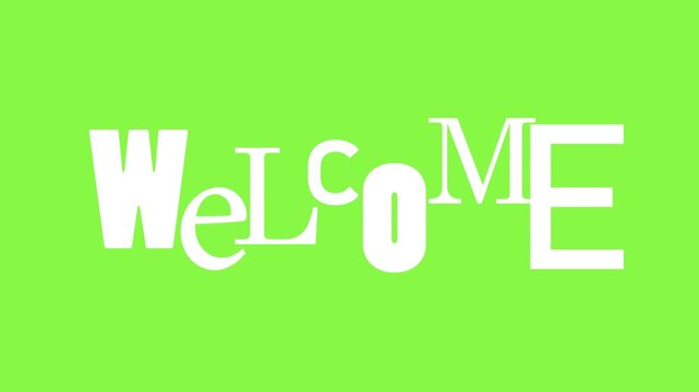 Welcome text in green inviting greeting background