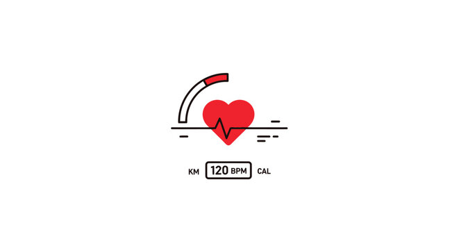 A Graphic Design Of A Speedometer With A Red Heart In The Center The