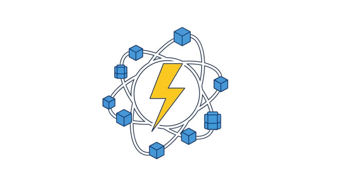 A Graphic Design Of An Atom With A Yellow Lightning Bolt In The Center The