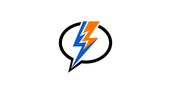 Lightning Bolt in Speech Bubble Icon.