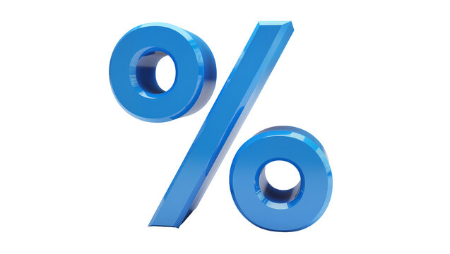 Glossy blue percent symbol 3D render