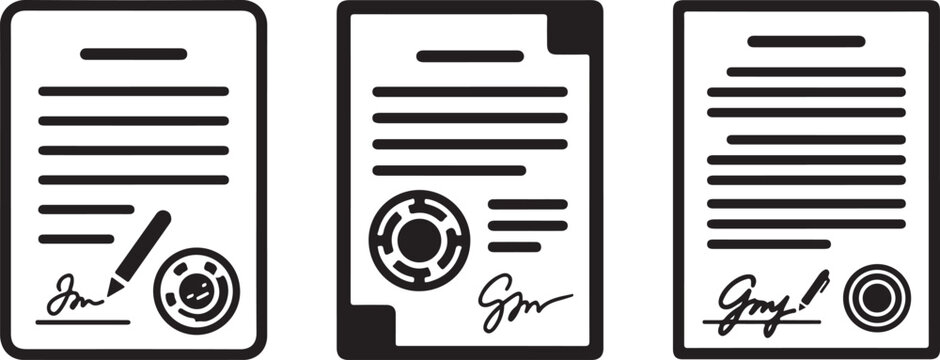 Three Legal Document Certificate Fill Icons