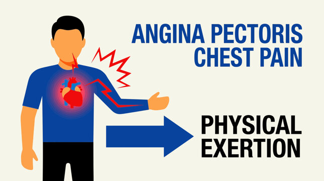 Angina Pectoris Chest Pain During Physical Exertion Heart Diagram