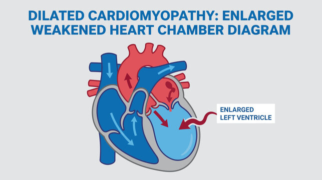 Dilated Cardiomyopathy Enlarged Weakened Heart Chamber Diagram