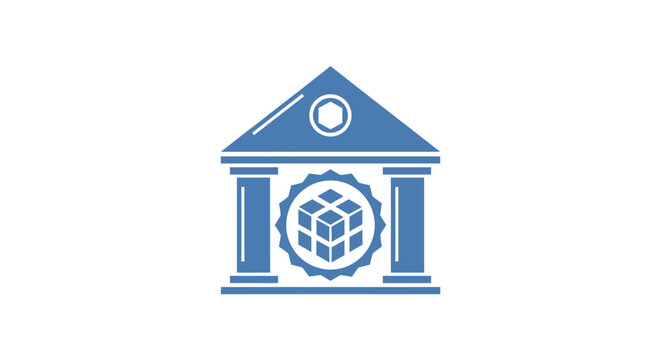 Bank Building Icon With Columns.
