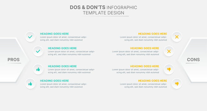 Dos and Don'ts Comparison Business Infographic Template with Pros and Cons Options