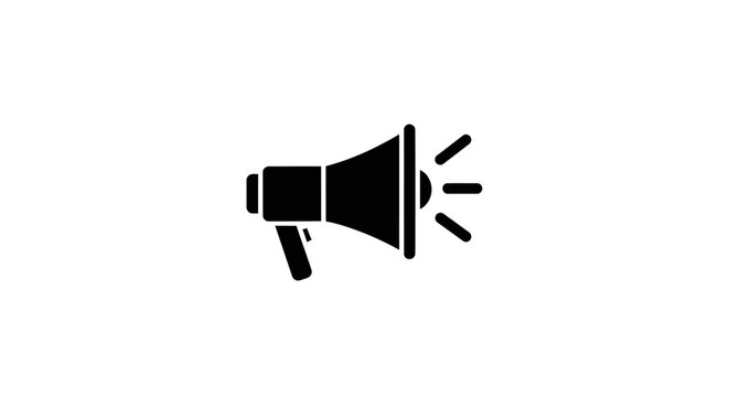 Black Megaphone Icon With Lines.