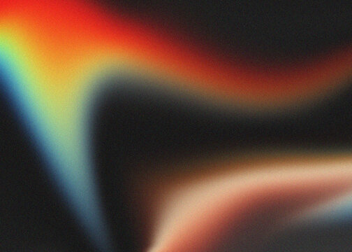 Abstract rainbow spectrum gradient wave light blur effect on dark textured artistic graphic background.