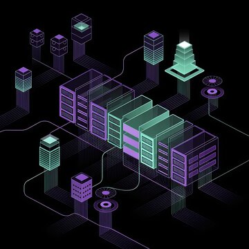 Isometric digital network nodes and data flow infrastructure with isometric connection technology communication infrastructure abstract database computing information internet