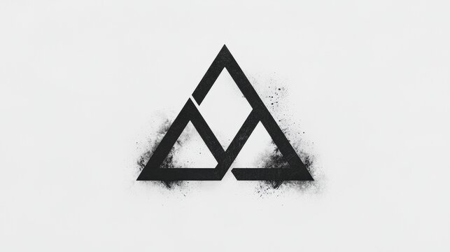 A monochromatic logo design featuring a stylized triangle with a curved line inside.