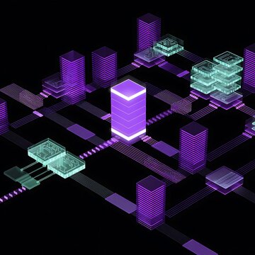 Abstract isometric data network towers with digital connection paths isometric connection technology communication infrastructure abstract database computing information internet