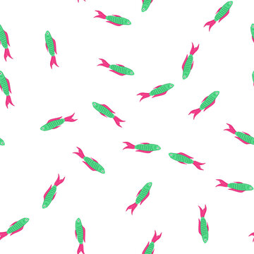pattern koi decorative fish cartoon. molly platy, swordtail neon, rasbora gourami koi decorative fish sign. seamless symbol vector illustration