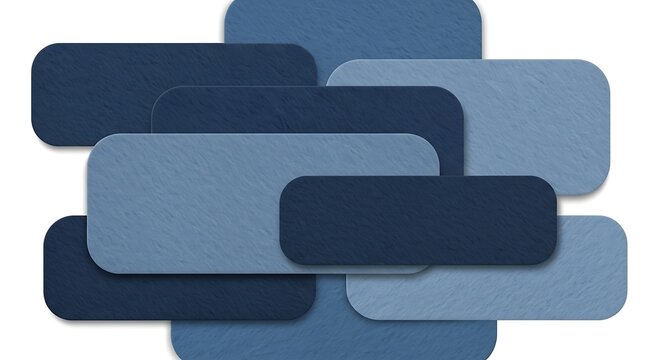 Overlapping blue colored rectangles in various shades arrangement