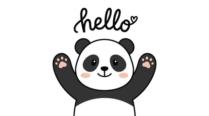 Fototapeta premium Cute panda vector illustration waving hello with a friendly expression in a clean simple style