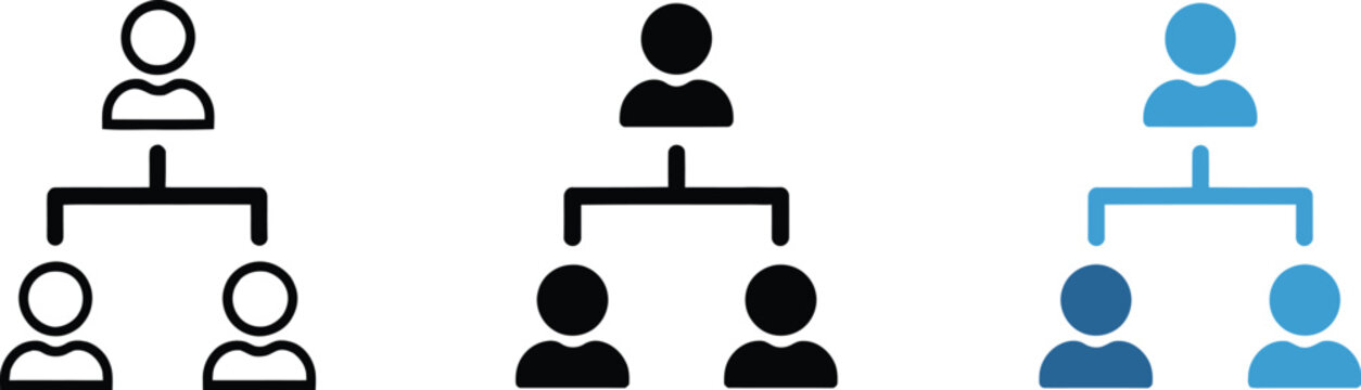 Organizational chart icon vector illustration showing business hierarchy, leadership, and company management structure concepts.