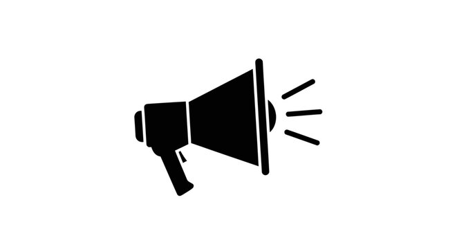 Black Megaphone Icon With Sound Waves.