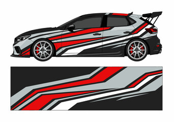 Obraz premium Red and grey layered geometric car wrap decal.