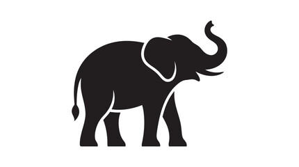 Fototapeta premium Minimalist black elephant vector illustration featuring a simple side profile silhouette design on white background