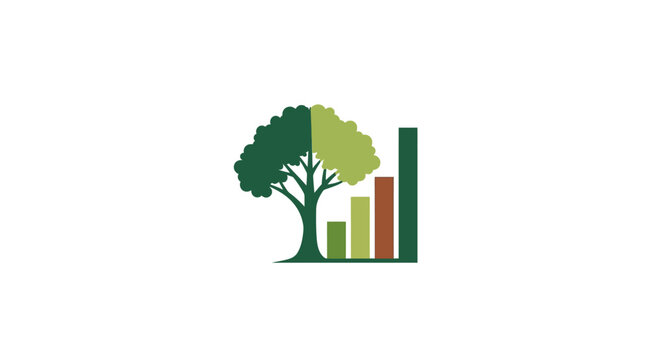 Tree and Bar Graph Icon.