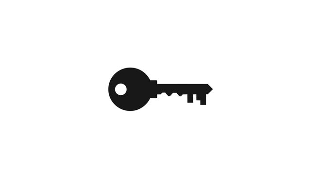 A Black And White Silhouette Of A Key The Key Is In The Shape Of A Circle