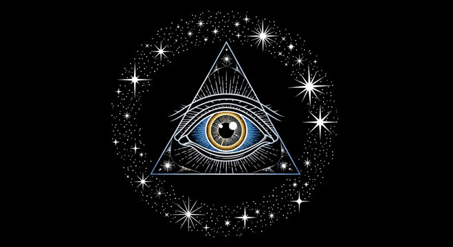 All seeing eye in triangle symbol 11.