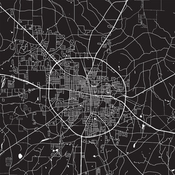 Dothan Alabama Vector Map, Detailed City Street Map Black and White Minimalist Line Art