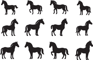 Obraz premium Set of horse silhouettes in different poses