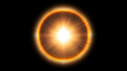 Naklejka premium Bright Morning Sunlight Halo Ring with Warm Glow on Black Background