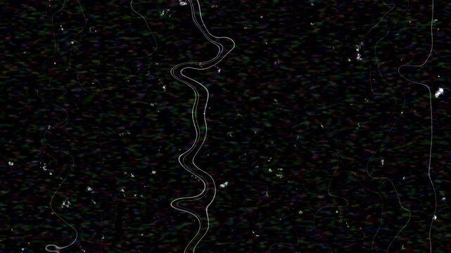 Magnetic Data Signal Transmission Failure Emulating Digital System Crash And VHS Tape Error Pattern Aesthetic