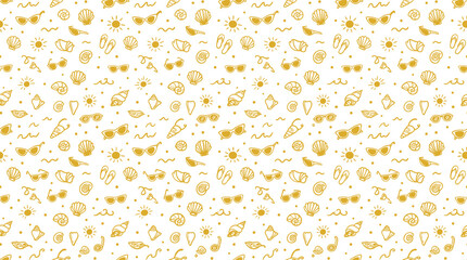 Obraz premium Summer beach vacation doodle pattern vector illustration