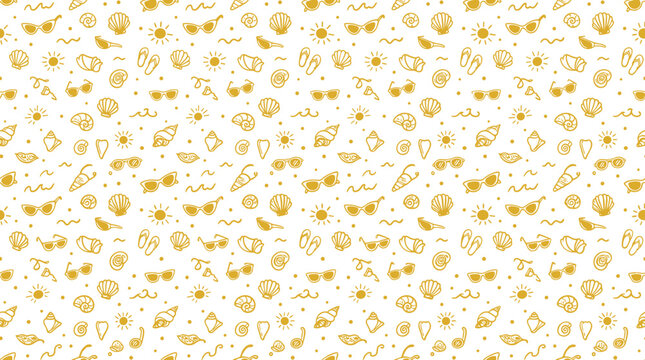 Summer beach vacation doodle pattern vector illustration