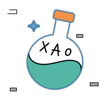 Chemistry flask potion icon, science laboratory experiment flask icon, magic elixir drug bottle symbol vector illustration