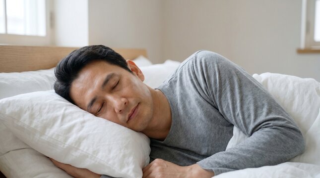Asian Father Sleeping Peacefully