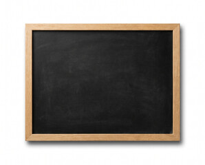 Empty Blackboard Mockup with Wooden Frame and Chalk on White Background © Christian