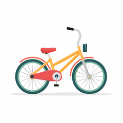 Fototapeta premium Flat design illustration of a yellow and red bicycle