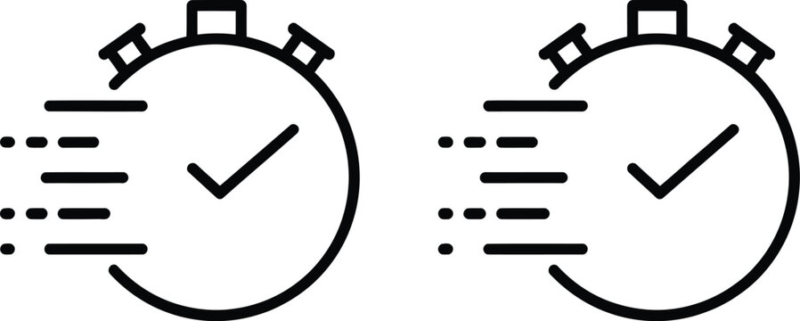 Quick time icon vector illustration featuring stroke outline and flat style for speed applications.