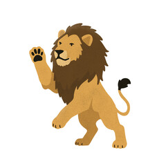 Friendly Cartoon Lion Waving Paw Illustration. © iQbal Esmoyr