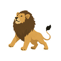 Proud cartoon lion with a large mane illustration. © iQbal Esmoyr