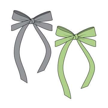 Lace bow design technical flat sketch vector mockup template.