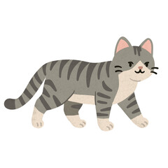 Cute Gray Tabby Cat Walking Illustration 1. © iQbal Esmoyr